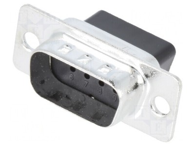 Mufă D-Sub PIN 9 Tată Crimpată pe Cablu Neagră - Conector de &amp;Icirc;naltă Calitate pentru Aplicații Electrice foto