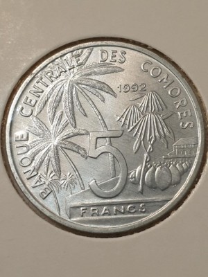F1 COMORES 5 francs 1992 UNC foto