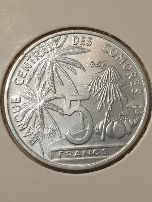 F1 COMORES 5 francs 1992 UNC