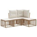 vidaXL Set de canapele de exterior cu pernă 4 pcs natural Poliester 3437444