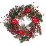 Coroniță de Crăciun Pin Nins Berries Mere Diametru 45cm Artificială