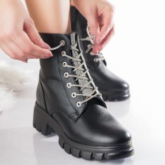 Ghete Dama Imblanite Negre din Piele Ecologica Sibel, 36