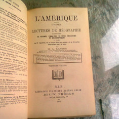 L'AMERIQUE. CHOIX DE LECTURES DE GEOGRAPHIE - M.L. LANIER (CARTE IN LIMBA FRANCEZA)