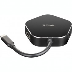 HUB extern D-LINK porturi USB 3.0 x 2 HDMI x 1 USB Type C x 1 conectare prin USB 3.0 Type C cablu 11.5 cm negru DUB-M420