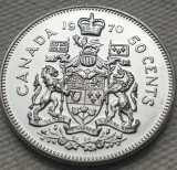 Monedă 50 cents / half dollar 1970 Canada, unc, proof-like, km#75.1