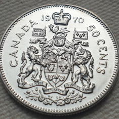 Monedă 50 cents / half dollar 1970 Canada, unc, proof-like, km#75.1