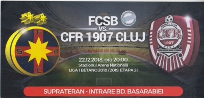 M5 - BILET ACCES PARCARE - FCSB STEAUA - CFR 1907 CLUJ - 22 12 2018 foto