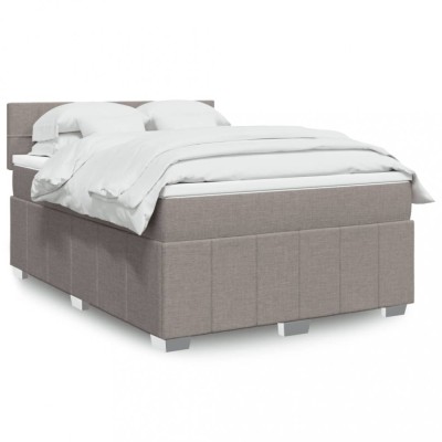 vidaXL Pat continental cu saltea gri taupe 140x200 cm material textil 3289395 foto