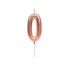 Lumanare de Tort, Cyrax, Model Cifra 0, Party, 4.5 x 2.5 cm, din Parafina, Rose Gold foto