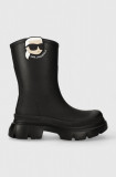 Karl Lagerfeld cizme TREKKA RAIN NFT femei, culoarea negru, KL43567