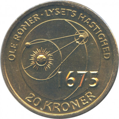 Danemarca 20 Kroner 2013 - Margrethe II (Ole Romer) 27mm KM-960, UNC !!! foto