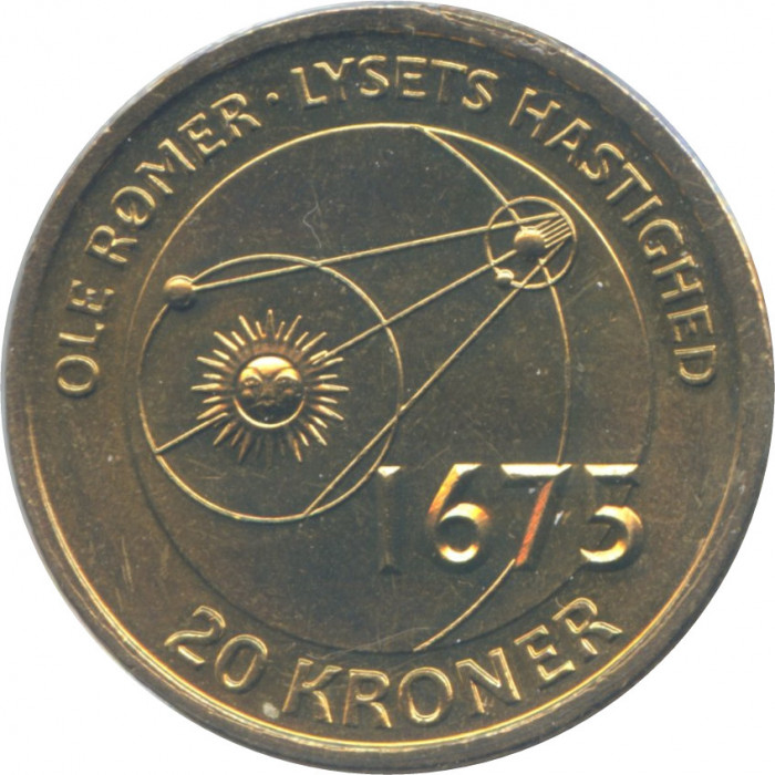 Danemarca 20 Kroner 2013 - Margrethe II (Ole Romer) 27mm KM-960, UNC !!!