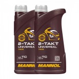 Pachet 2 litri Ulei Motor MANNOL 2-Takt Universal Mineral (Moto, Scutere, Fara Fum)