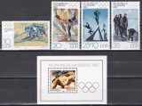Germania RDG 1980 - Jocurile Olimpice de iarnă - Lake Placid, Serie+ Colita, MNH, Nestampilat