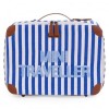 Valiza Copii Childhome Mini Traveller Albastru/Alb, 40x30x15cm, Nailon, Etichetă Nume, Curea Transport