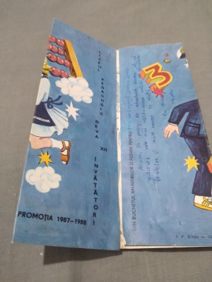 INVITATIE ABSOLVIRE LICEUL PEDAGOGIC DEVA XII PROMOTIA 1987-1988 foto
