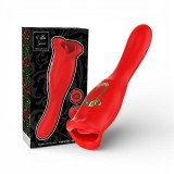 Vibrator MIA Siena Triple Pleasure, 10 funcții de vibrație și stimulare clitoridiană, design &icirc;n formă de gură, rezistent la apă, roșu