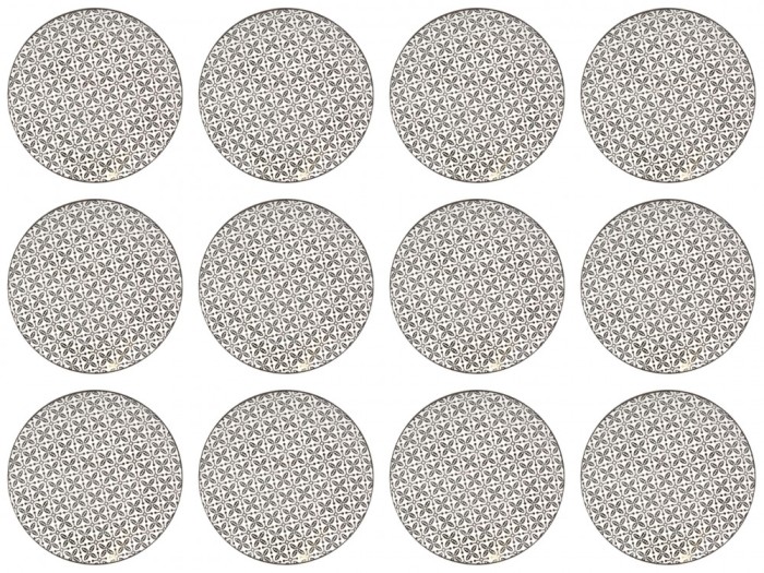 Set farfurii 12 piese, Portelan, Bej cu Model Negru, diametru 26.5 cm