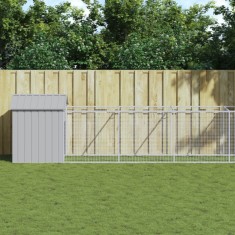 vidaXL Casa caine &amp;amp; acoperi? gri deschis 117x609x123cm o?el galvanizat foto