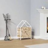 VidaXL Suport pentru lemne de foc alb 40x25x60 cm Oțel laminat la rece