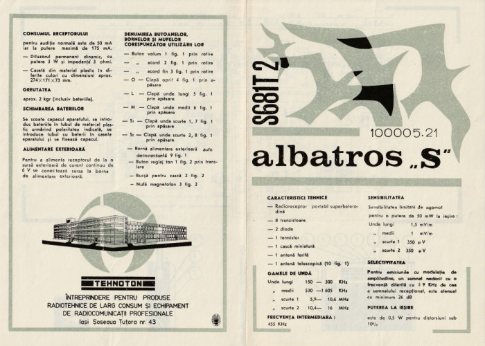 Schema electrică și instrucțiuni radio Albatros_pliant_1978