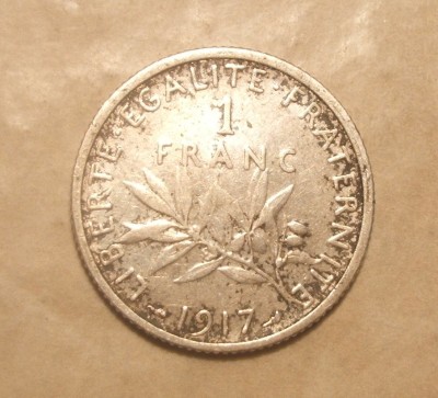 FRANTA 1 FRANC 1917 ARGINT foto