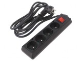 Prelungitor 4 Prize PVC Negru 3m 16A