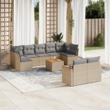 vidaXL Set canapele de grădină cu perne, 10 piese, bej, poliratan 3258699