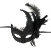 Mască Deghizare Femei, Fancy, Negru, Dantelă, Glitter, Trandafir și Pene Negre, Polirasina, Oem