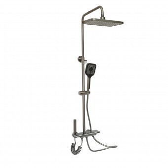 Set dus multifunctional cu termostat, afisaj digital temperatura apa, 4 functii de curgere a apei, pipa cada, dus dreptunghiular, dus de mana, dus bid