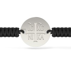 Bratara din argint cu snur impletit model Ortodox 15