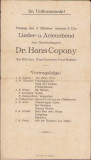 HST A2015 Afiș anii 1910 concert Brașov Hans Copony și Paul Richter