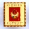 INSIGNA PIONIER FILATELIST CLASA I STEMA MARE EMAIL RECE PIONIERI