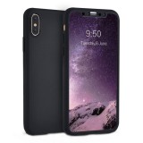 Husa 360 Full Protectie iPhone X/XS, Folie Sticla, Negru, Anti-soc, Anti-zgarieturi, Carcasa Policarbonat