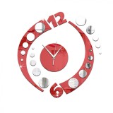 Cumpara ieftin Ceas de perete decorativ, asimetric, oglinda acrilica, 36cm, rosu, stil modern, quartz, analogic, cifre arabe