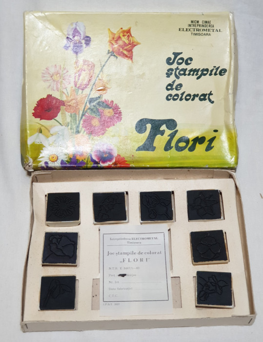 STAMPILE DE COLORAT cu Flori - Jucarie Joc vechi de colectie anul 1977