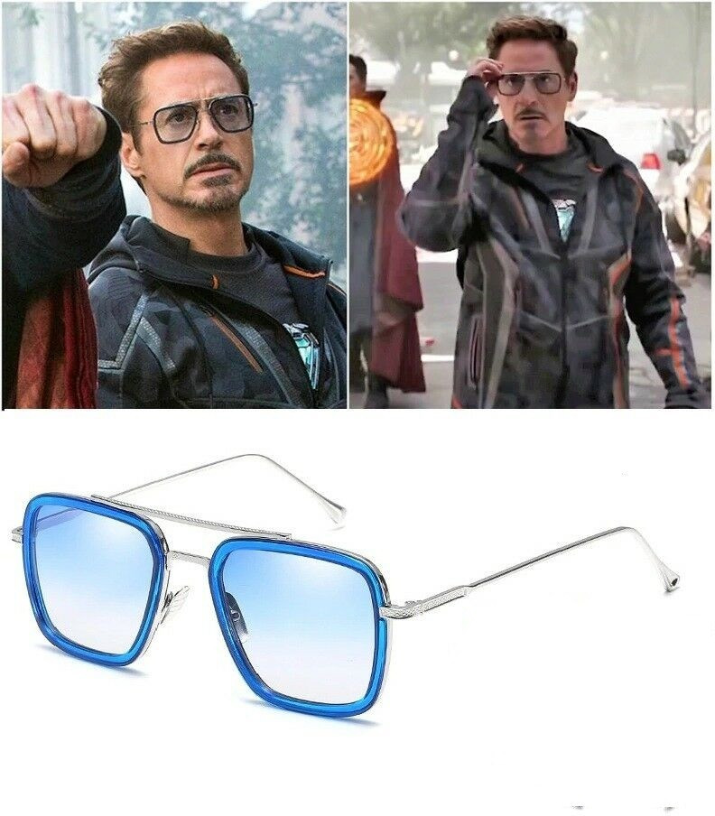 Ochelari de soare Avengers - Tony Stark - Iron Man - Lentile albastre |  arhiva Okazii.ro