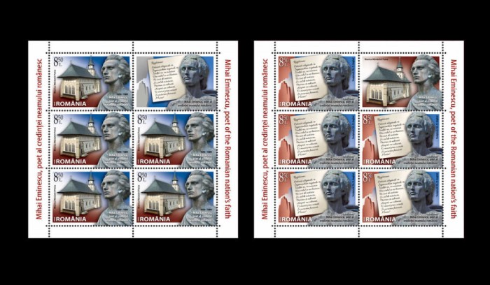 ✅RO 2020 LP 2287 &quot;Mihai Eminescu, poet al credinței neamulu&quot; , mcoli 5M+1V,MNH
