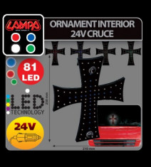 ORNAMENT INTERIOR 24V CRUCE ALB CU ALBASTRU / ALB CU VERDE 143 - OI23677 foto