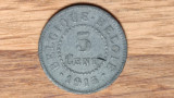Belgia - ocupatie germana WWI - moneda istorica rara - 5 centimes 1915 - zinc, Europa
