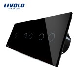 Cumpara ieftin Intrerupator Touch Livolo Negru Sticla Triplu + Dublu