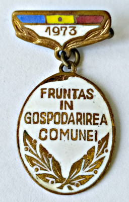 INSIGNA FRUNTAS IN GOSPODARIREA COMUNEI 1973 foto