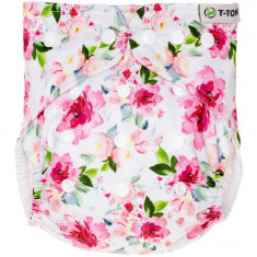 T-TOMI Pant Diaper AIO Changing Set Snaps scutec lavabil tip chiloțel, cu inserție absorbantă cu capse Roses 4 -15 kg 3 buc