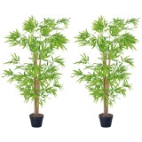 Outsunny Lot de 2 bambusi artificiali Inaltime 1,5 m 644 Frunze dense realiste Ghiveci Inclus Negru cu Lichen Verde | Aosom Romania