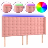 Cumpara ieftin Tablie de pat cu LED, roz, 163x16x118/128 cm, catifea