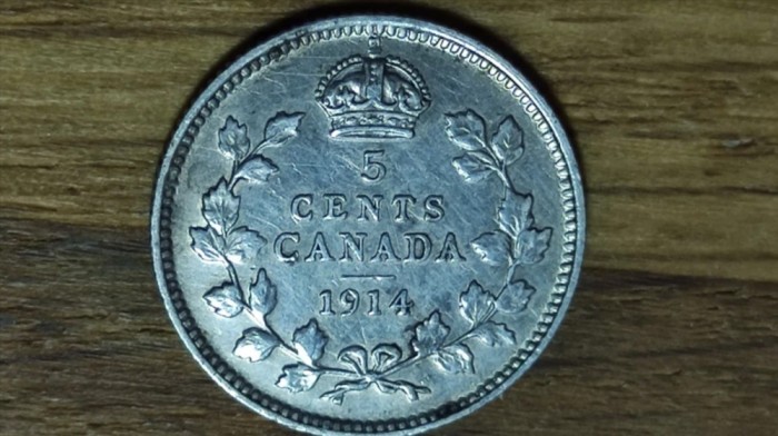 Canada - moneda de colectie argint sterling - 5 cents 1914 - George V - superba !