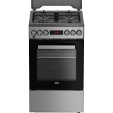 Aragaz Beko FSM52331TXDS, Mixt, 4 arzatoare, 3D cooking, Cuptor electric, High-Efficiency Gas Burner. Gatire asistata de abur, SteamShine Cleaning, 8