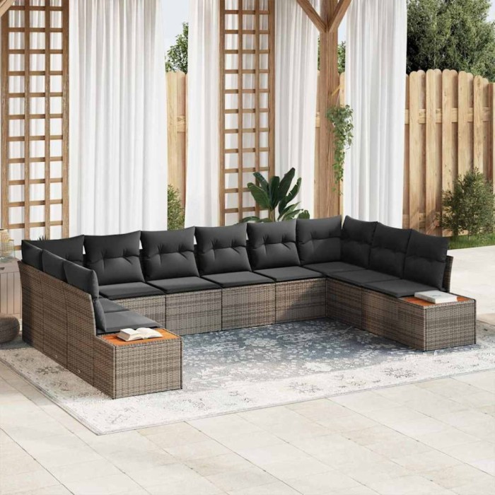 vidaXL Set de canapele pentru grădină 10 pcs Gri 344 x 209 x 85 cm