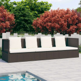 Sezlong exterior Gossi maro poliratan cu perne, reglabil, 200x60x58 cm