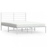 Cumpara ieftin Cadru de pat metalic cu tablie, alb, 140x200 cm